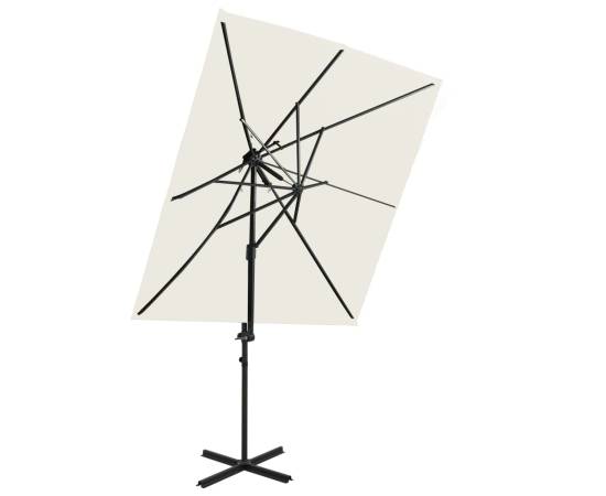 Umbrelă suspendată cu înveliș dublu, nisipiu, 250x250 cm