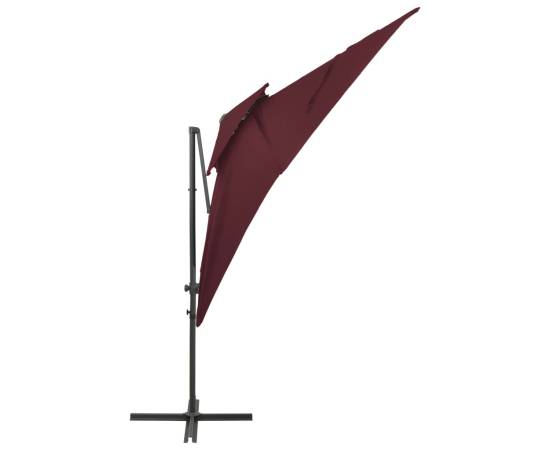 Umbrelă suspendată cu înveliș dublu, roșu bordo, 250x250 cm, 4 image