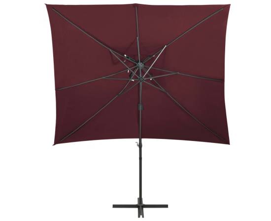 Umbrelă suspendată cu înveliș dublu, roșu bordo, 250x250 cm, 3 image