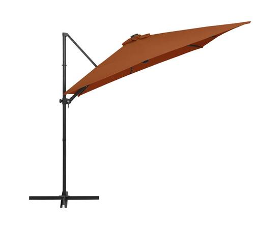 Umbrelă suspendată cu led-uri, cărămiziu, 250x250 cm, 4 image