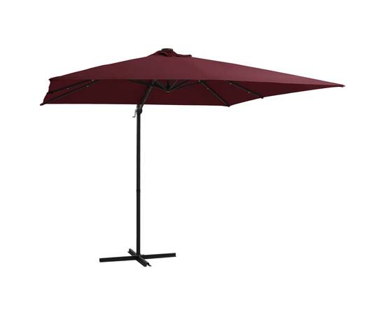 Umbrelă suspendată cu led-uri, roșu bordo, 250x250 cm