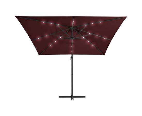 Umbrelă suspendată cu led-uri, roșu bordo, 250x250 cm, 5 image