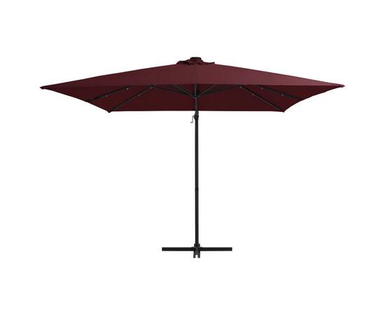 Umbrelă suspendată cu led-uri, roșu bordo, 250x250 cm, 3 image