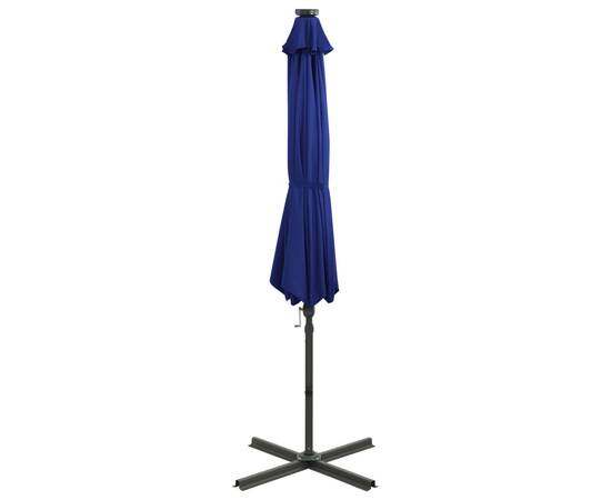 Umbrelă suspendată cu stâlp și led-uri, albastru azuriu, 300 cm, 4 image