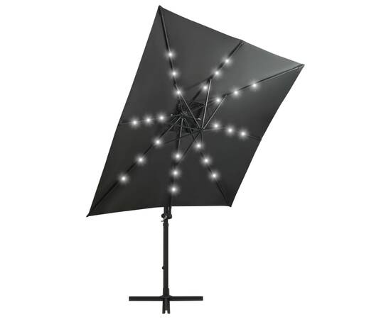 Umbrelă suspendată cu stâlp și led-uri, antracit, 250 cm, 5 image