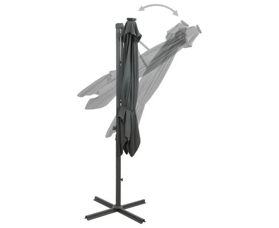 Umbrelă suspendată cu stâlp și led-uri, antracit, 250 cm, 8 image