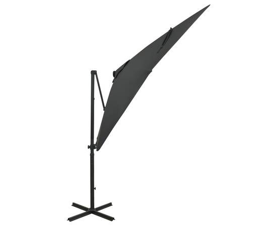 Umbrelă suspendată cu stâlp și led-uri, antracit, 250 cm, 3 image