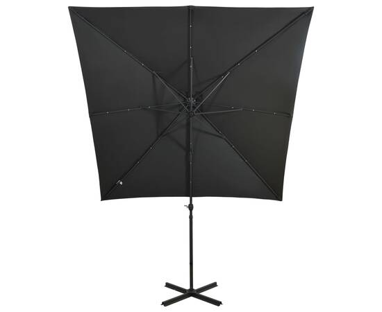 Umbrelă suspendată cu stâlp și led-uri, antracit, 250 cm, 6 image