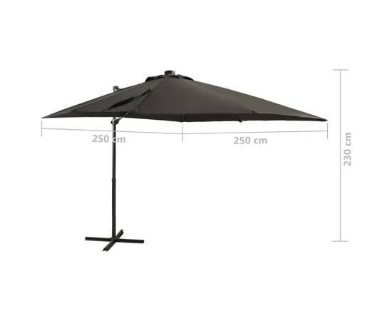 Umbrelă suspendată cu stâlp și led-uri, antracit, 250 cm, 11 image