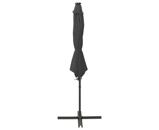 Umbrelă suspendată cu stâlp și led-uri, antracit, 300 cm, 3 image