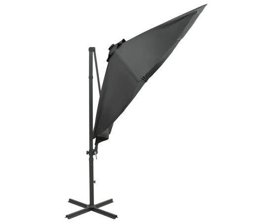 Umbrelă suspendată cu stâlp și led-uri, antracit, 300 cm, 5 image