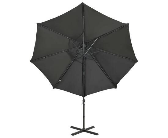 Umbrelă suspendată cu stâlp și led-uri, antracit, 300 cm, 6 image