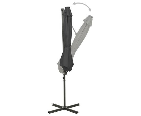 Umbrelă suspendată cu stâlp și led-uri, antracit, 300 cm, 4 image
