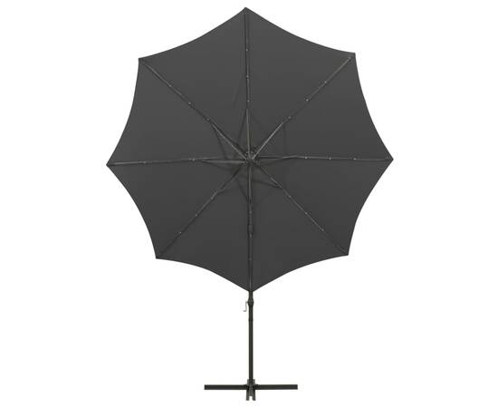 Umbrelă suspendată cu stâlp și led-uri, antracit, 300 cm, 7 image