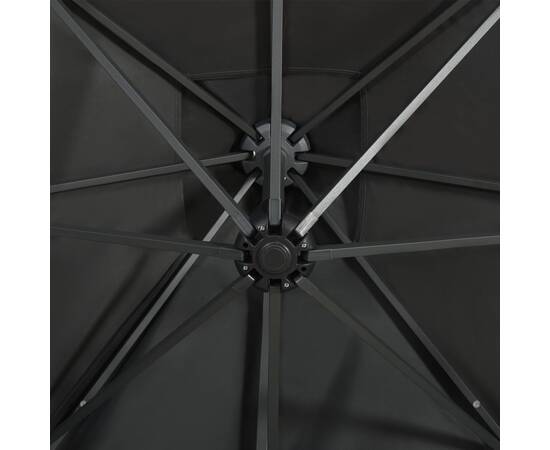 Umbrelă suspendată cu stâlp și led-uri, antracit, 300 cm, 2 image