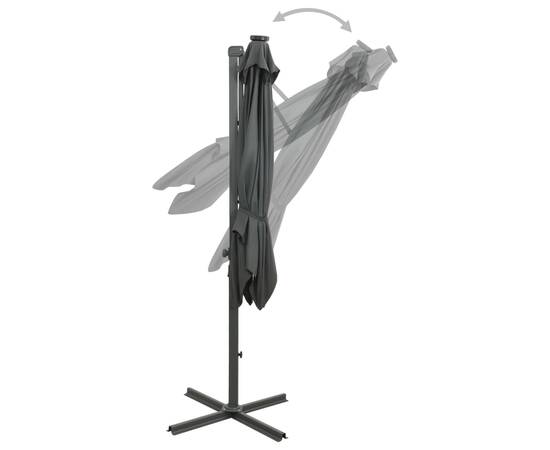Umbrelă suspendată cu stâlp și led-uri, antracit, 300 cm, 8 image