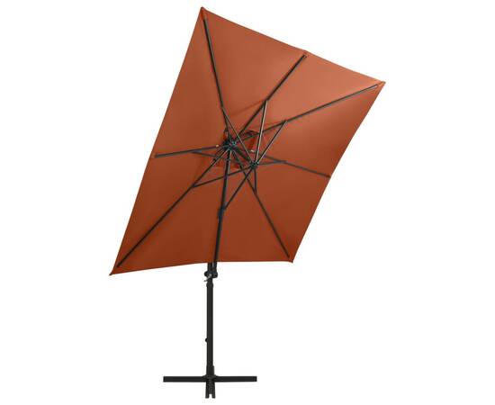 Umbrelă suspendată cu stâlp și led-uri, cărămiziu, 250 cm, 4 image