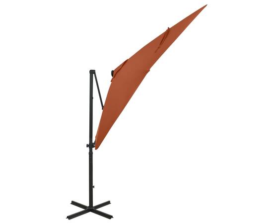 Umbrelă suspendată cu stâlp și led-uri, cărămiziu, 250 cm, 2 image