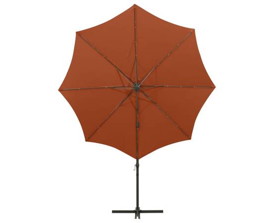 Umbrelă suspendată cu stâlp și led-uri, cărămiziu, 300 cm, 7 image