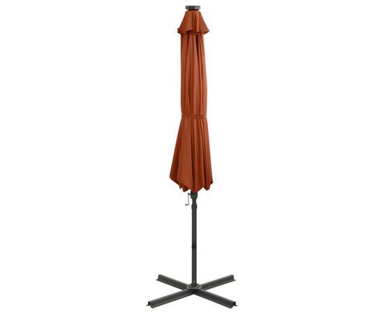 Umbrelă suspendată cu stâlp și led-uri, cărămiziu, 300 cm, 4 image
