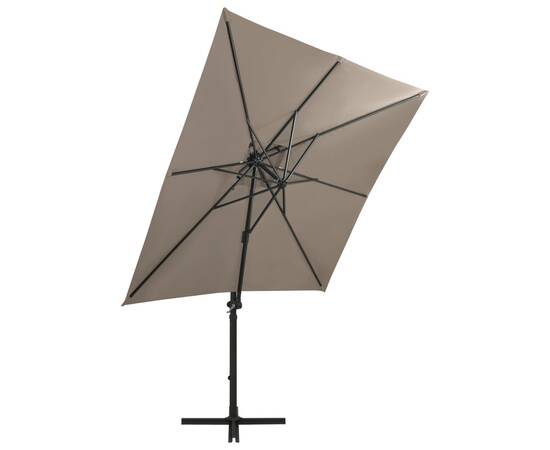 Umbrelă suspendată cu stâlp și led-uri, gri taupe, 250 cm, 5 image