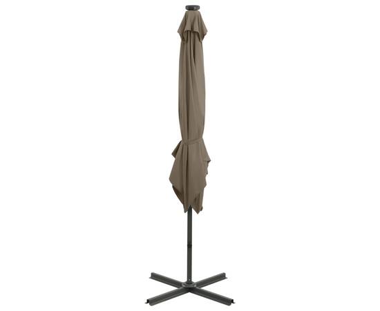 Umbrelă suspendată cu stâlp și led-uri, gri taupe, 250 cm, 8 image