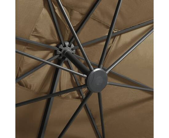 Umbrelă suspendată cu stâlp și led-uri, gri taupe, 300 cm, 2 image