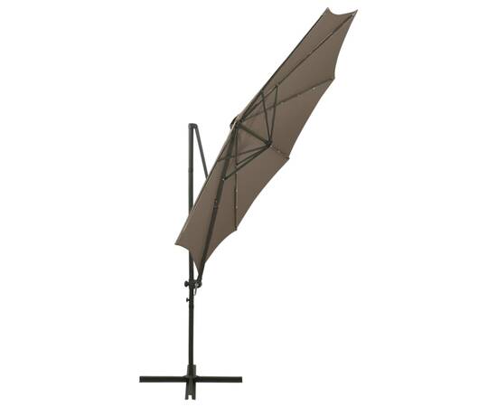 Umbrelă suspendată cu stâlp și led-uri, gri taupe, 300 cm, 8 image