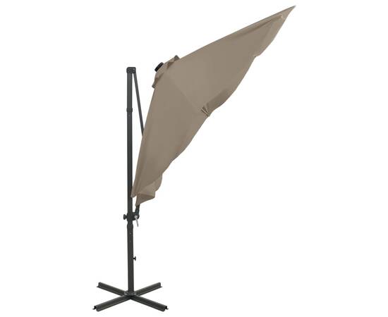 Umbrelă suspendată cu stâlp și led-uri, gri taupe, 300 cm, 6 image