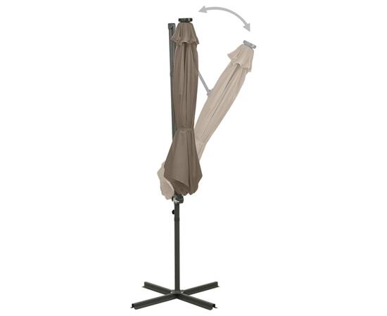 Umbrelă suspendată cu stâlp și led-uri, gri taupe, 300 cm, 4 image