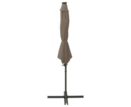 Umbrelă suspendată cu stâlp și led-uri, gri taupe, 300 cm, 3 image