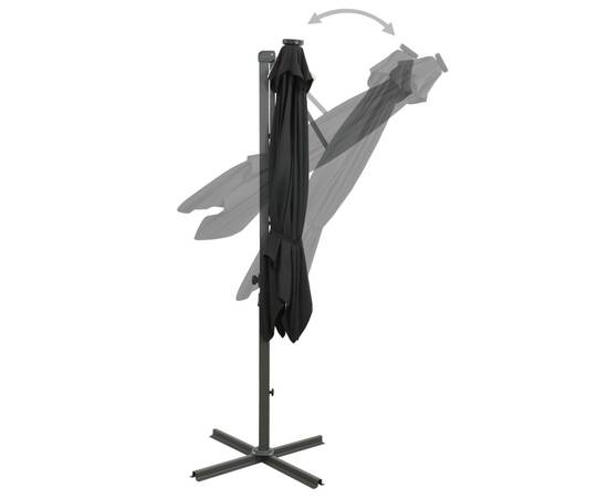 Umbrelă suspendată cu stâlp și led-uri, negru, 250 cm, 7 image