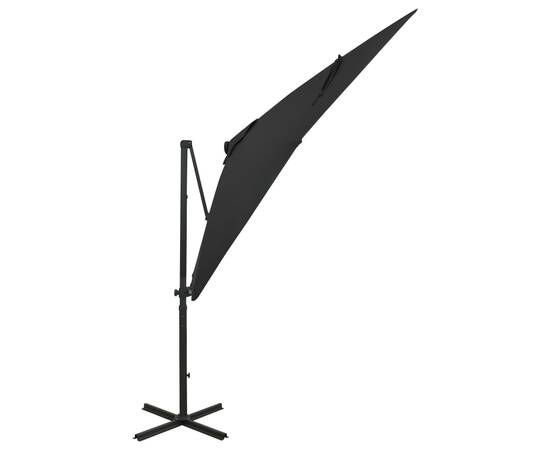 Umbrelă suspendată cu stâlp și led-uri, negru, 250 cm, 3 image