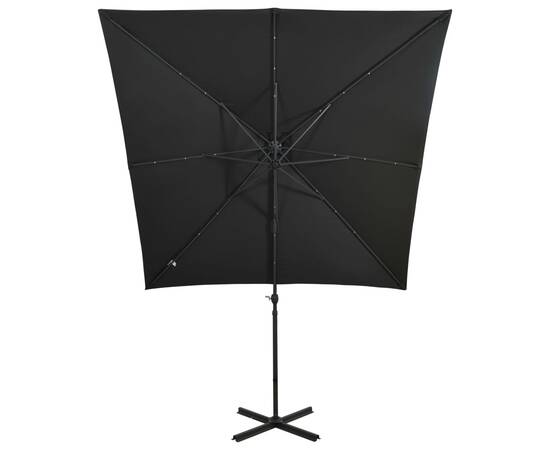 Umbrelă suspendată cu stâlp și led-uri, negru, 250 cm, 6 image