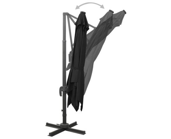 Umbrelă suspendată cu stâlp și led-uri, negru, 300 cm, 4 image