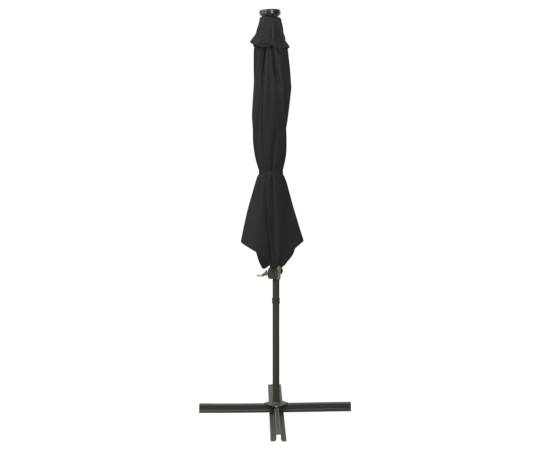 Umbrelă suspendată cu stâlp și led-uri, negru, 300 cm, 3 image