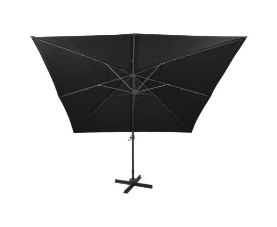 Umbrelă suspendată cu stâlp și led-uri, negru, 300 cm, 7 image