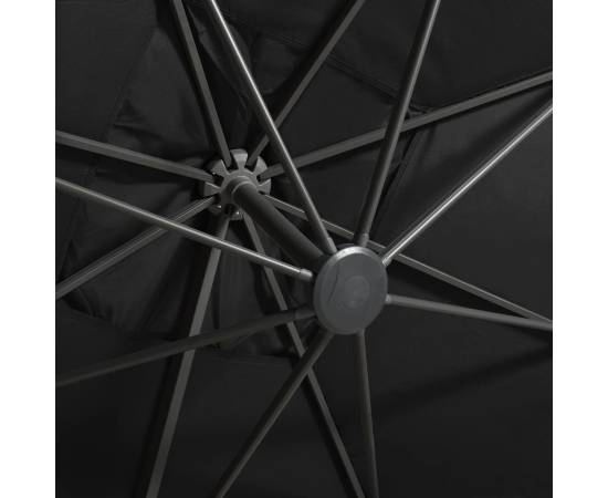Umbrelă suspendată cu stâlp și led-uri, negru, 300 cm, 2 image
