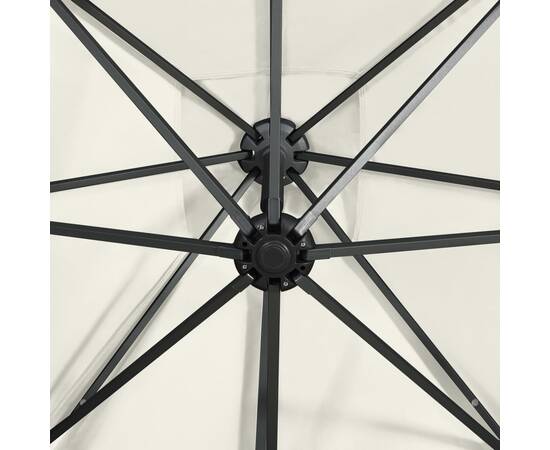 Umbrelă suspendată cu stâlp și led-uri, nisipiu, 250 cm, 2 image