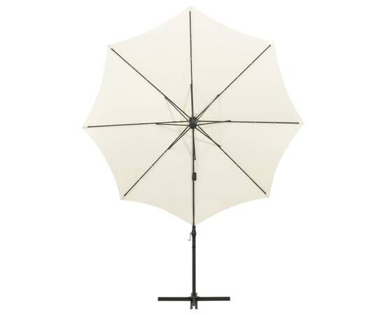 Umbrelă suspendată cu stâlp și led-uri, nisipiu, 300 cm, 4 image