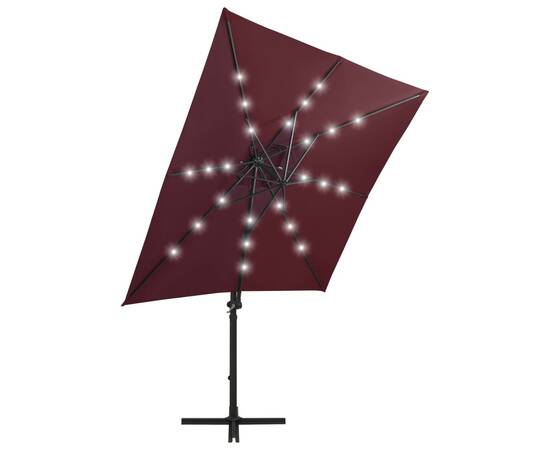 Umbrelă suspendată cu stâlp și led-uri, roșu bordo, 250 cm, 4 image