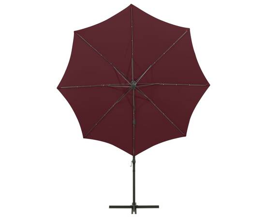 Umbrelă suspendată cu stâlp și led-uri, roșu bordo, 300 cm, 7 image