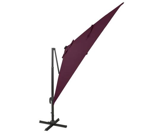 Umbrelă suspendată cu stâlp și led-uri, roșu bordo, 300 cm, 3 image