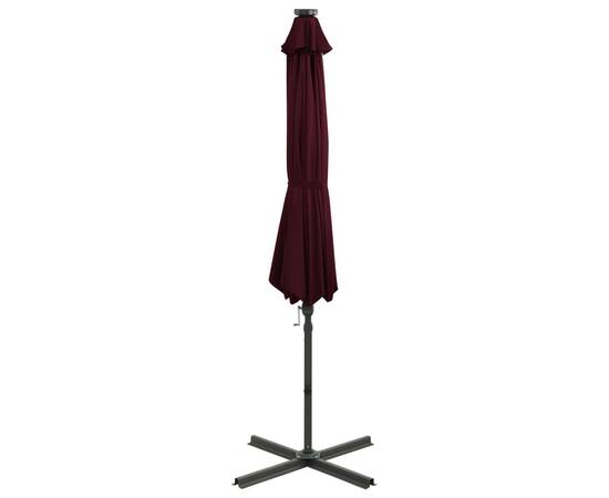 Umbrelă suspendată cu stâlp și led-uri, roșu bordo, 300 cm, 4 image