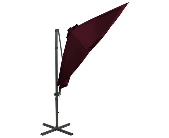 Umbrelă suspendată cu stâlp și led-uri, roșu bordo, 300 cm, 7 image