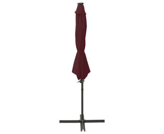 Umbrelă suspendată cu stâlp și led-uri, roșu bordo, 300 cm, 3 image