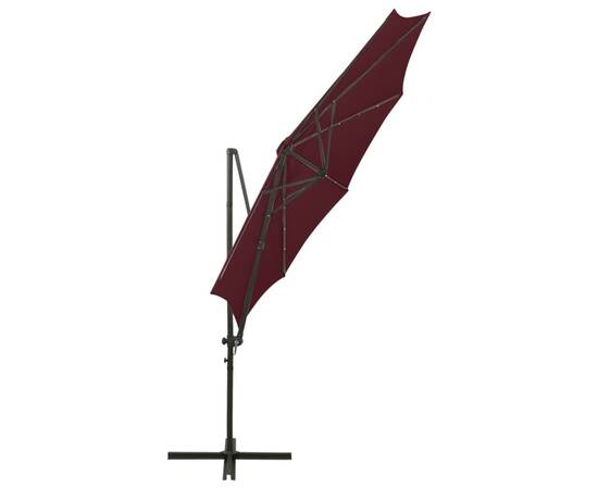 Umbrelă suspendată cu stâlp și led-uri, roșu bordo, 300 cm, 8 image