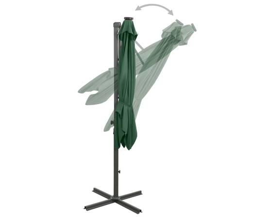 Umbrelă suspendată cu stâlp și led-uri, verde, 250 cm, 7 image