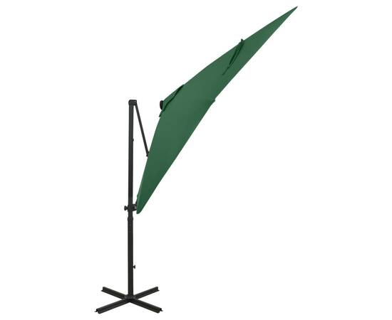 Umbrelă suspendată cu stâlp și led-uri, verde, 250 cm, 3 image