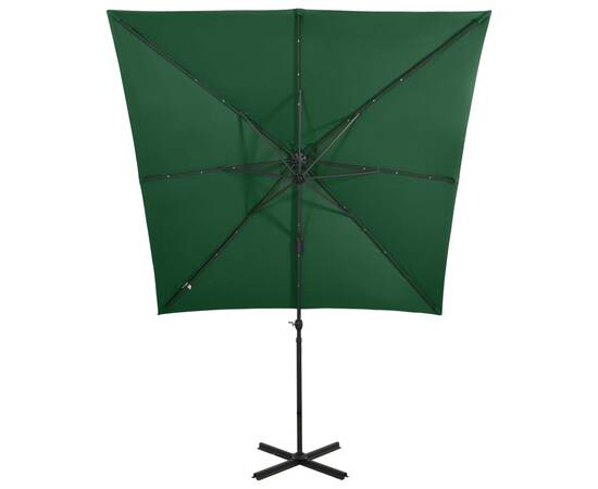 Umbrelă suspendată cu stâlp și led-uri, verde, 250 cm, 6 image